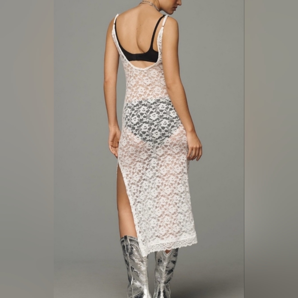 Anthropologie Lace Midi Slip Dress In White - Picture 4 of 4